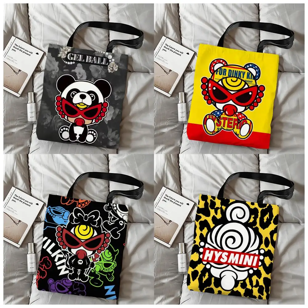 Japan Luxury H-Hysteric M-Mini Aufbewahrungstaschen, Canvas, doppelseitig bedruckt, Schulterhandtasche, wiederverwendbare, umweltfreundliche Einkaufstasche
