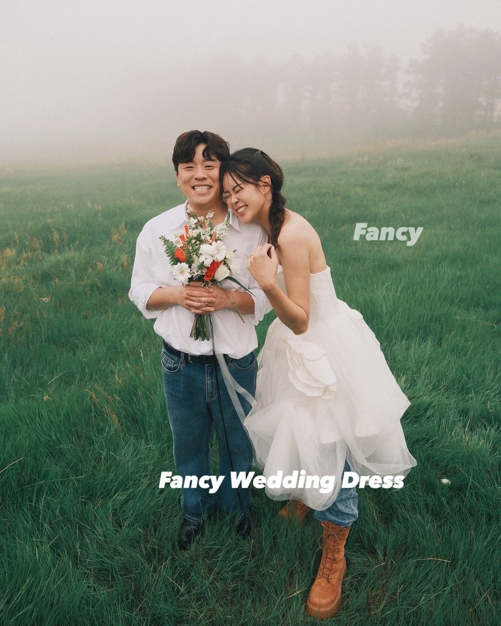 Fancy Princess Sweetheart Wedding Dress Korea Photo Shoot A Line Soft Tulle Bridal Gown Back Corset Customized