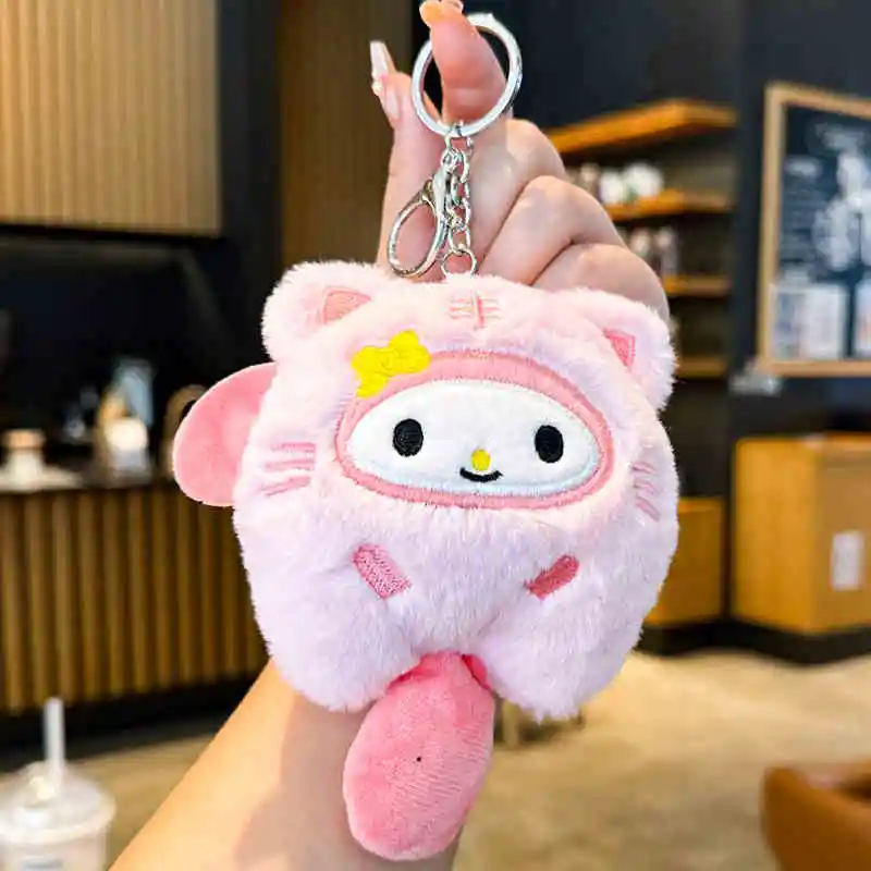 Nieuwe Vis Pluche Sleutelhanger Cartoon Sanrio Pluche Cinnamoroll Pompompurin Cartoon Anime Hanger Kawaii Bag Decor Kid Girl