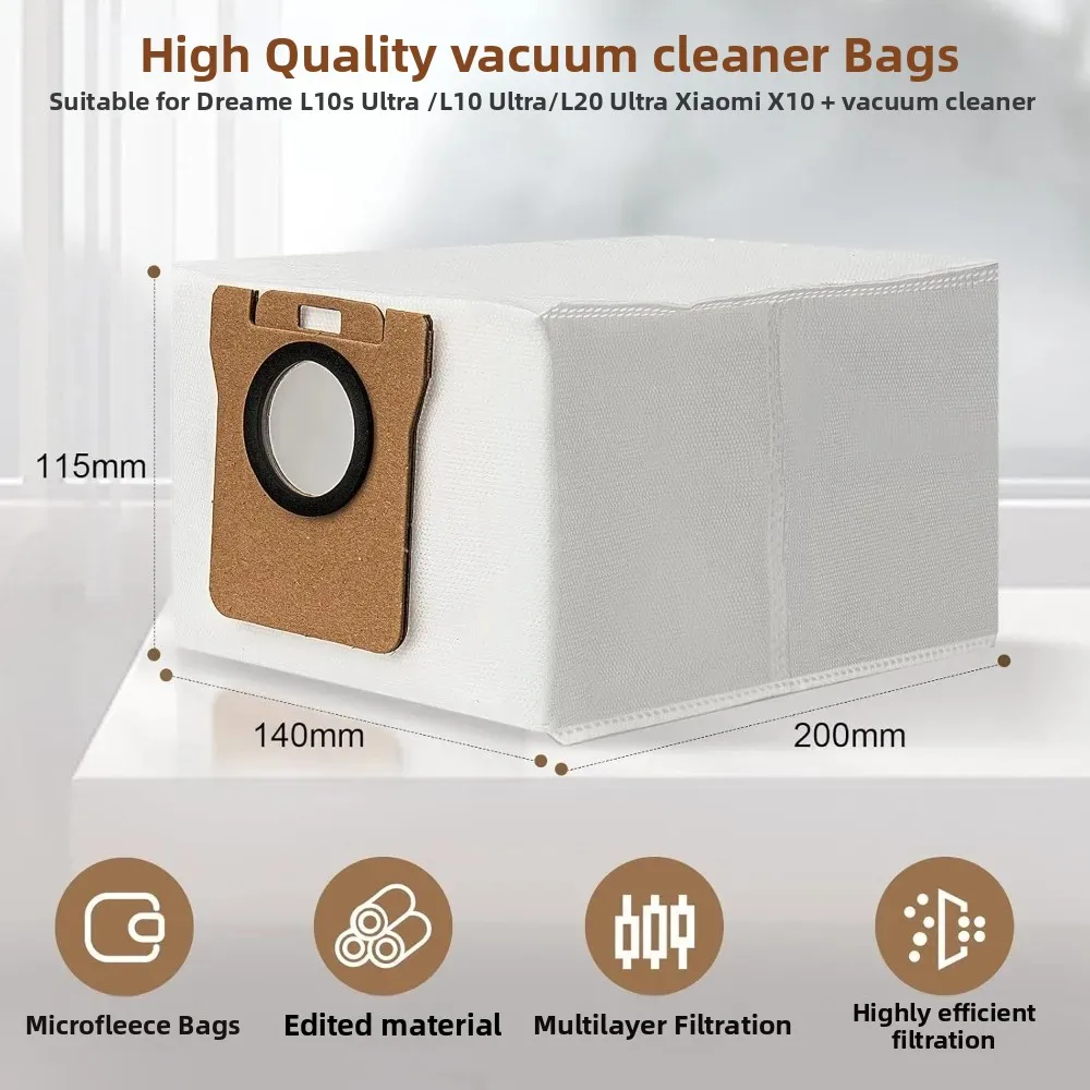 حزمة من 12 كيس مكنسة كهربائية لأكياس المكنسة الكهربائية Dreame L10s Ultra / L10 Ultra / L20 Ultra لحقيبة بديلة Xiaomi X10+