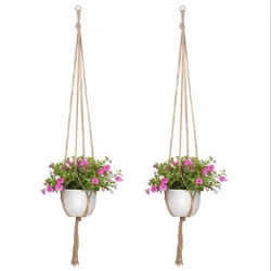 Hanging Basket Knotted Rope Flowerpot Net Bag Horticultural Home Door Balcony Courtyard Garden Decor Handmade Macrame Flower Pot