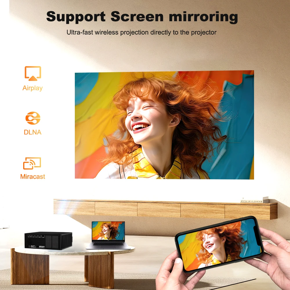 DESS 1080P 4K-Projektor in nativer Bildqualität mit Autofokus, intelligenter Sprachsteuerung und Unterstützung für Heimkino-Projektoren und 3D – Detail 4