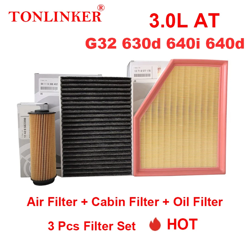 TONLINKER Air Filter Cabin Filter Oil Filter For Bmw 5 Series G30 520i 520d  530i 530d 540i M550d 2017-2021 2022 Car Accessories