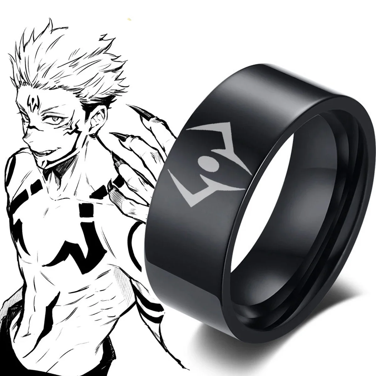 Anime Jujustu Kaisens Rings Ryōmen Sukuna Cosplay Black Dead Eye Geto Gojo Ring Prop Jewelry Gift Stainless steel Accessories image 2