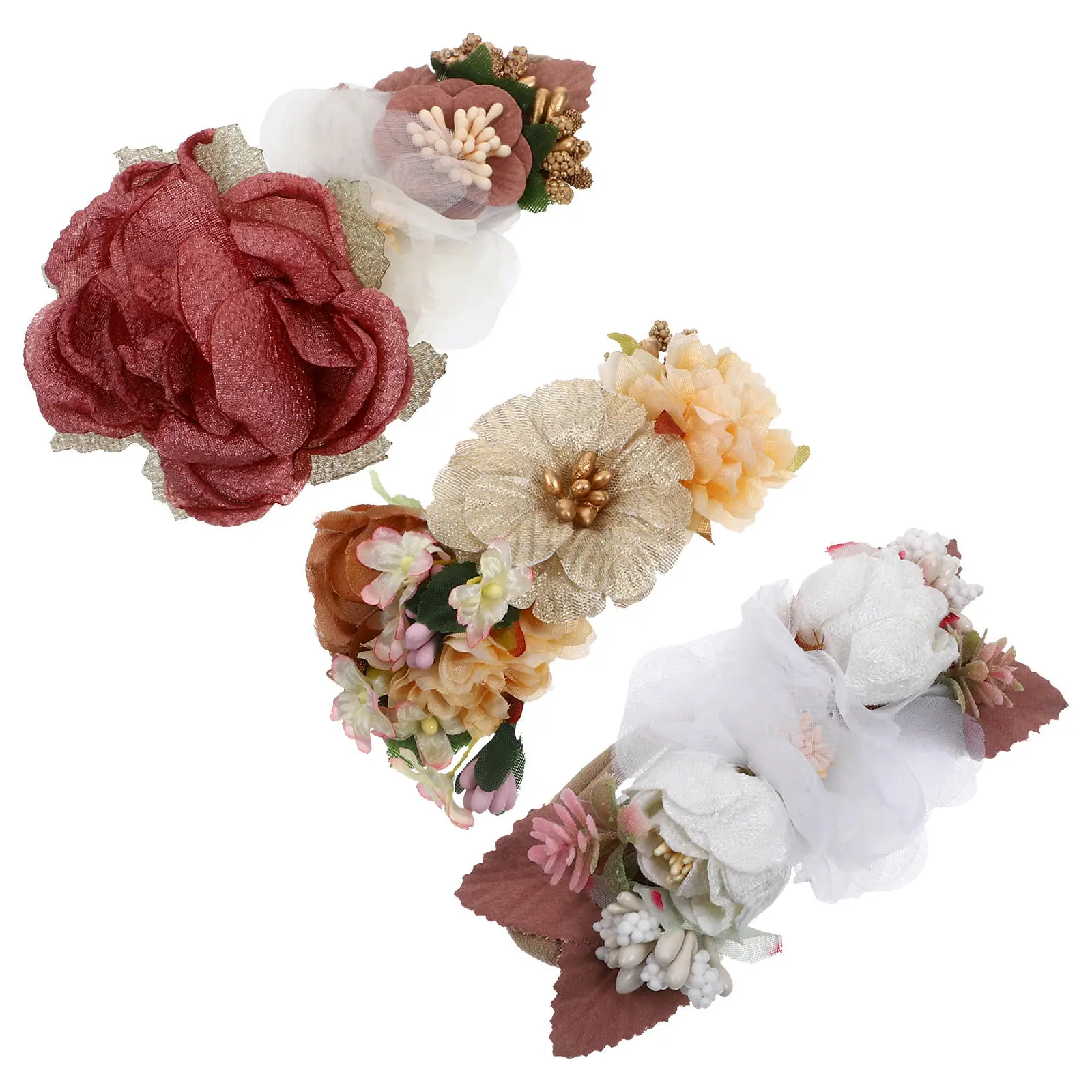

3Pcs Pearl Flower Headband Stylish Cute Non-Slip Hair Accessories for Girls Kids Fairy Headpiece Party Photography