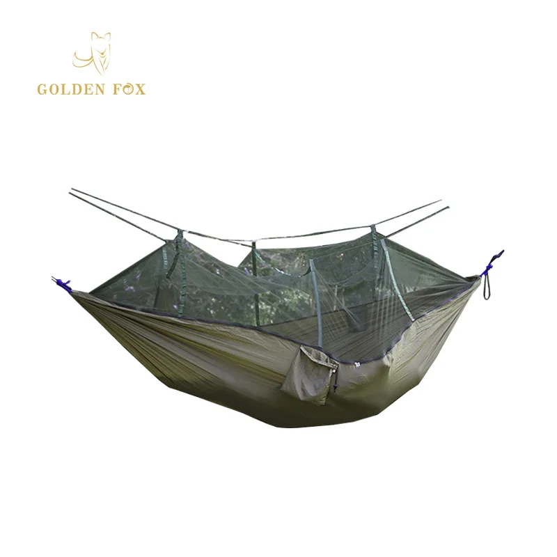 

Amazon hot sale parachute cloth mosquito net hammock outdoor products 210T nylon spinning outdoor hammock with mosquito net
