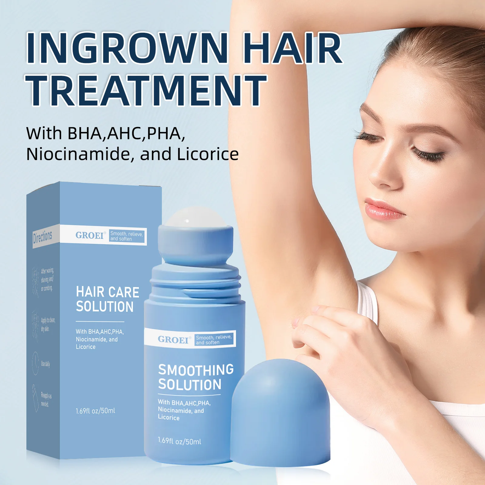 Ingrown Hair Care Solution Reduces Post-Shave Redness and Stinging, Minimizes Pigmentation, Suitable for All-Over Skin