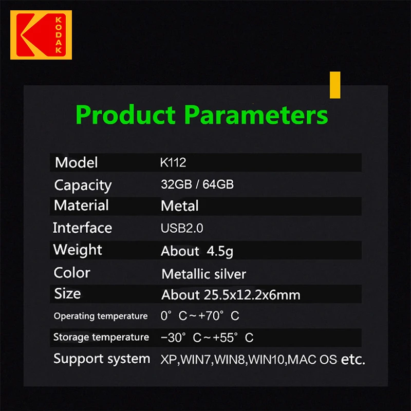 Kodak K112 Mini Metalen Usb 2.0 Flash Drive 64 Gb Usb2.0 Pen Disk Pendrive 64 Gb Memory Stick