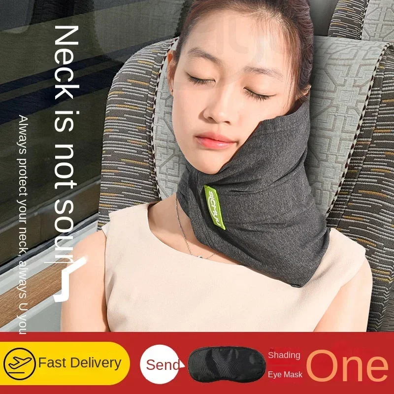 Memory Foam Travel Pillow Neck Support Cushion with Washable Cover for Plane Train and Car Pillows for Sleeping