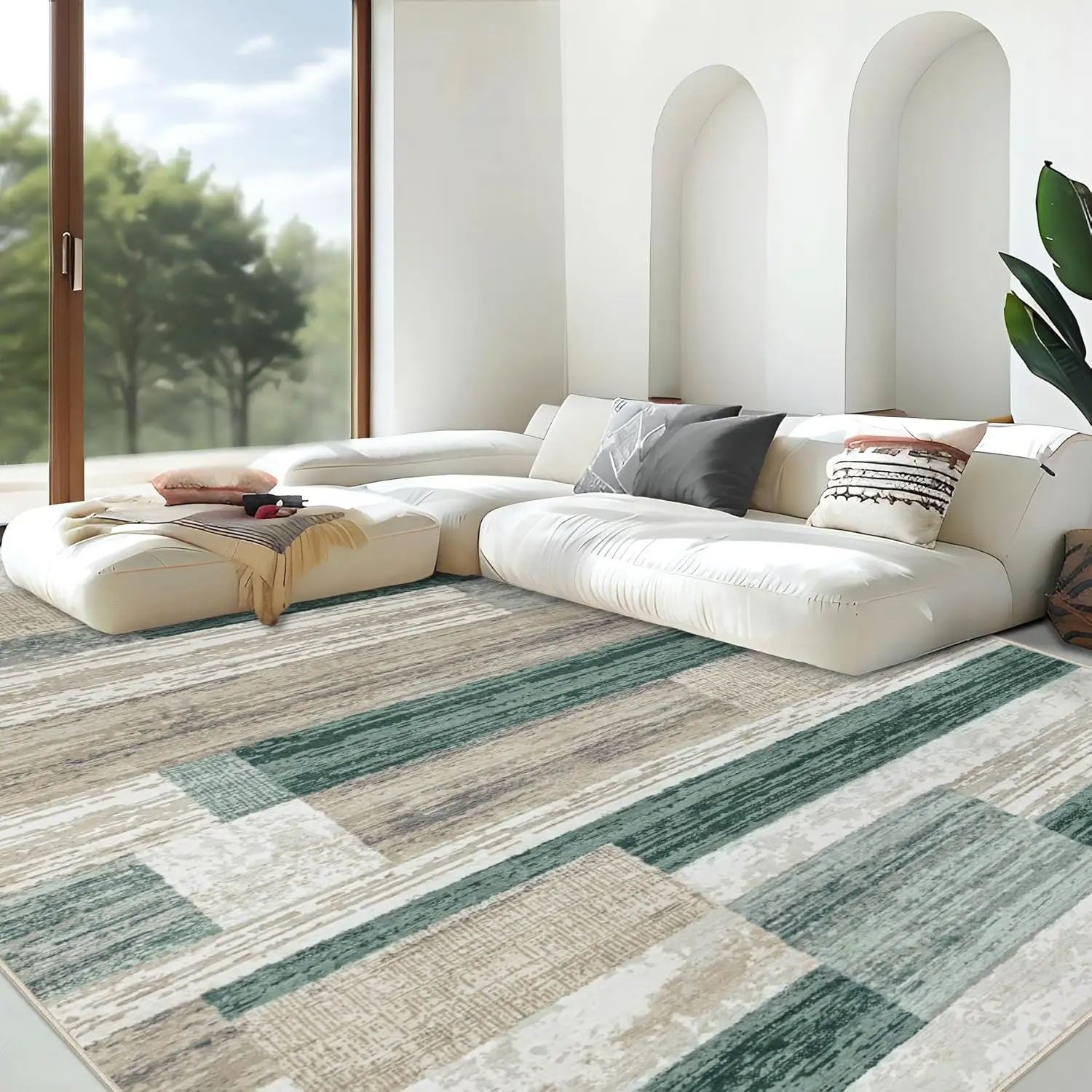 Vintage Modern Geometric Carpet Living Room Sofa Coffee Table Mat Room Decoration Bedroom Wardrobe Large Area Carpet Minimalist