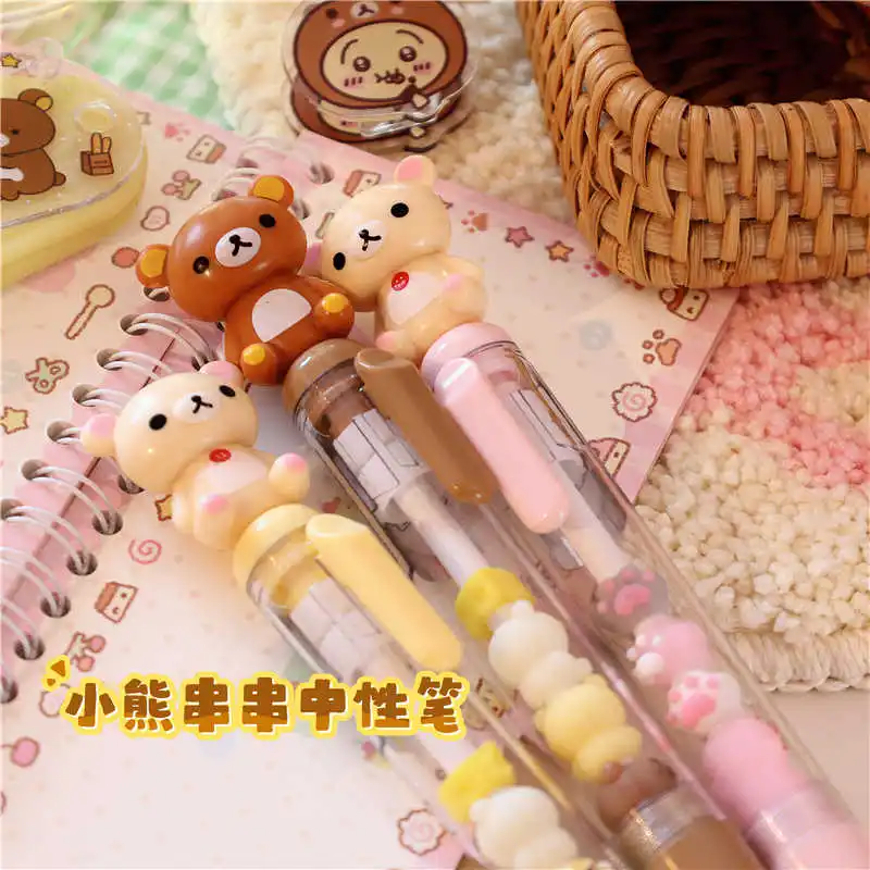 جديد 2025 سيخ Rilakkuma Kawaii الغراء دمية 0.5 مللي متر الصحافة قلم محايد اللون الكرتون اليابانية فتاة طالب عالية القيمة القلم الهدايا المدرسية