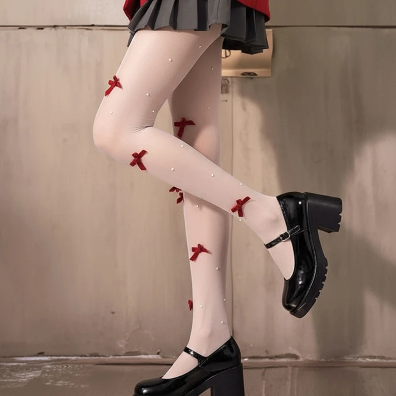 

Women's Sheer Tights High Waist Pantyhose Sparkly Bows Pearls Pantyhose Tights Thigh High Stockings Hosiery Gifts