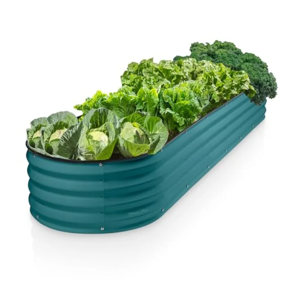 

Galvanized Raised Garden Beds Outdoor 8×2×1 ft Planter for Gardening Vegetables Flowers Large Metal Garden Box Turquoise Patent