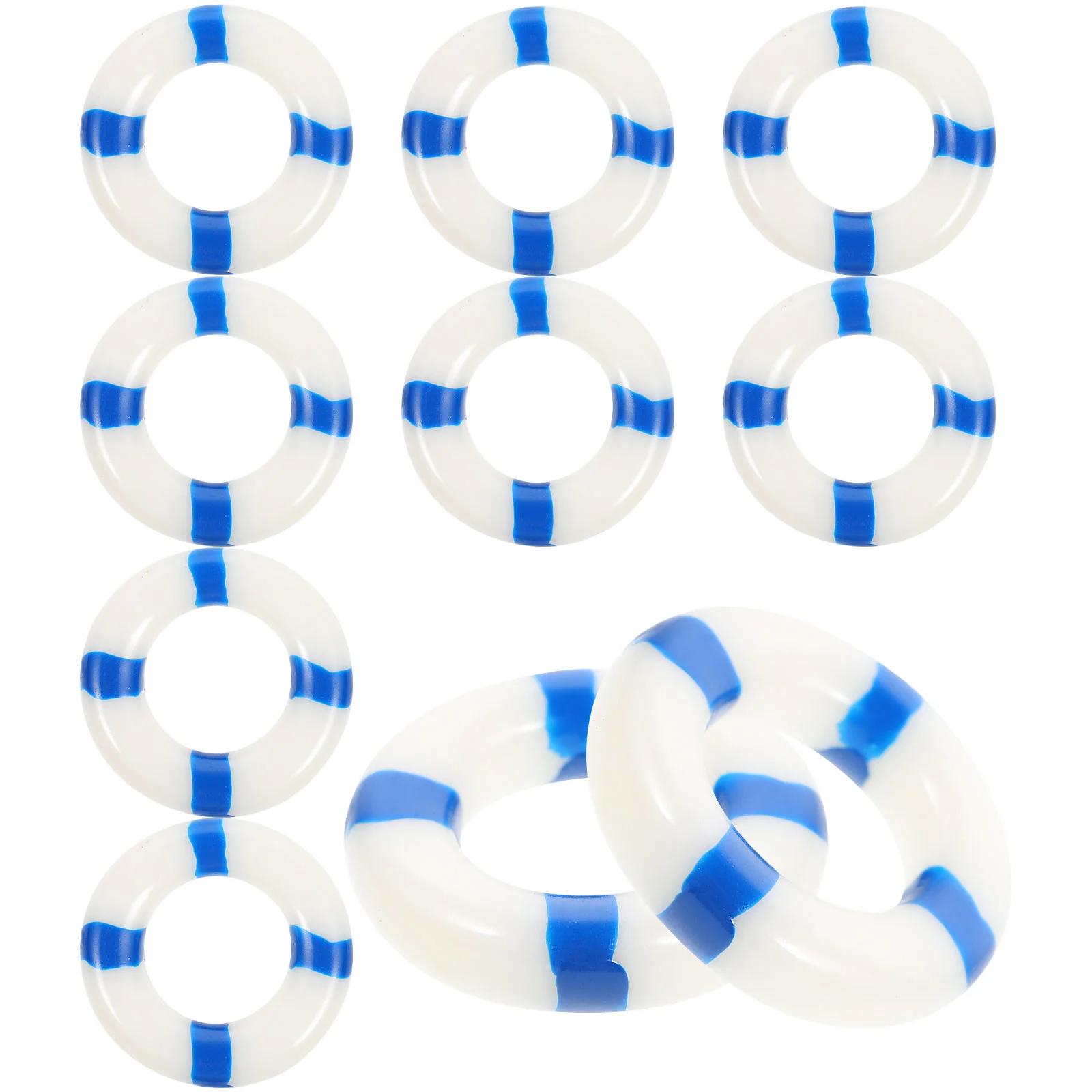 

10 Pcs Life Ring Decorations Swim Ring Door Home Decoration Marine Theme Decor Wooden Swim Ring Figurines Miniatures Home Garden
