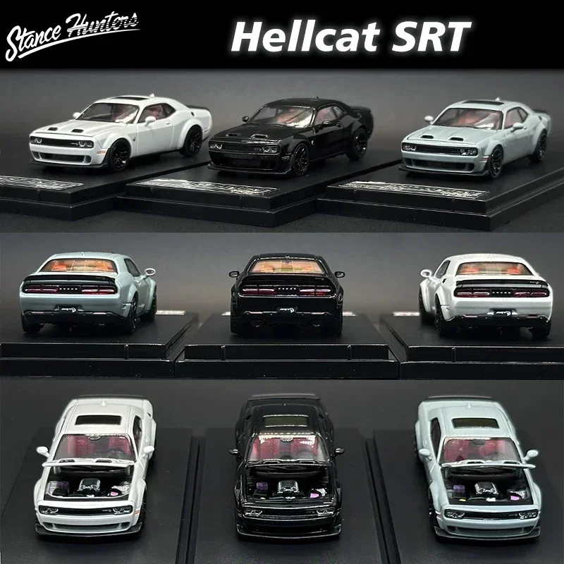 

SH In Stock 1:64 SRT Hellcat Car Model Toys Opened Hood Diecast Diorama Stance Hunters