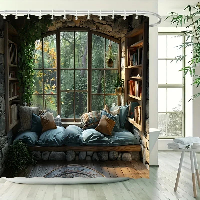 

Cozy Forest Cabin Shower Curtain - Rustic Bath Decor, Perfect for Those Who Love Nature-Inspired and Serene Designs