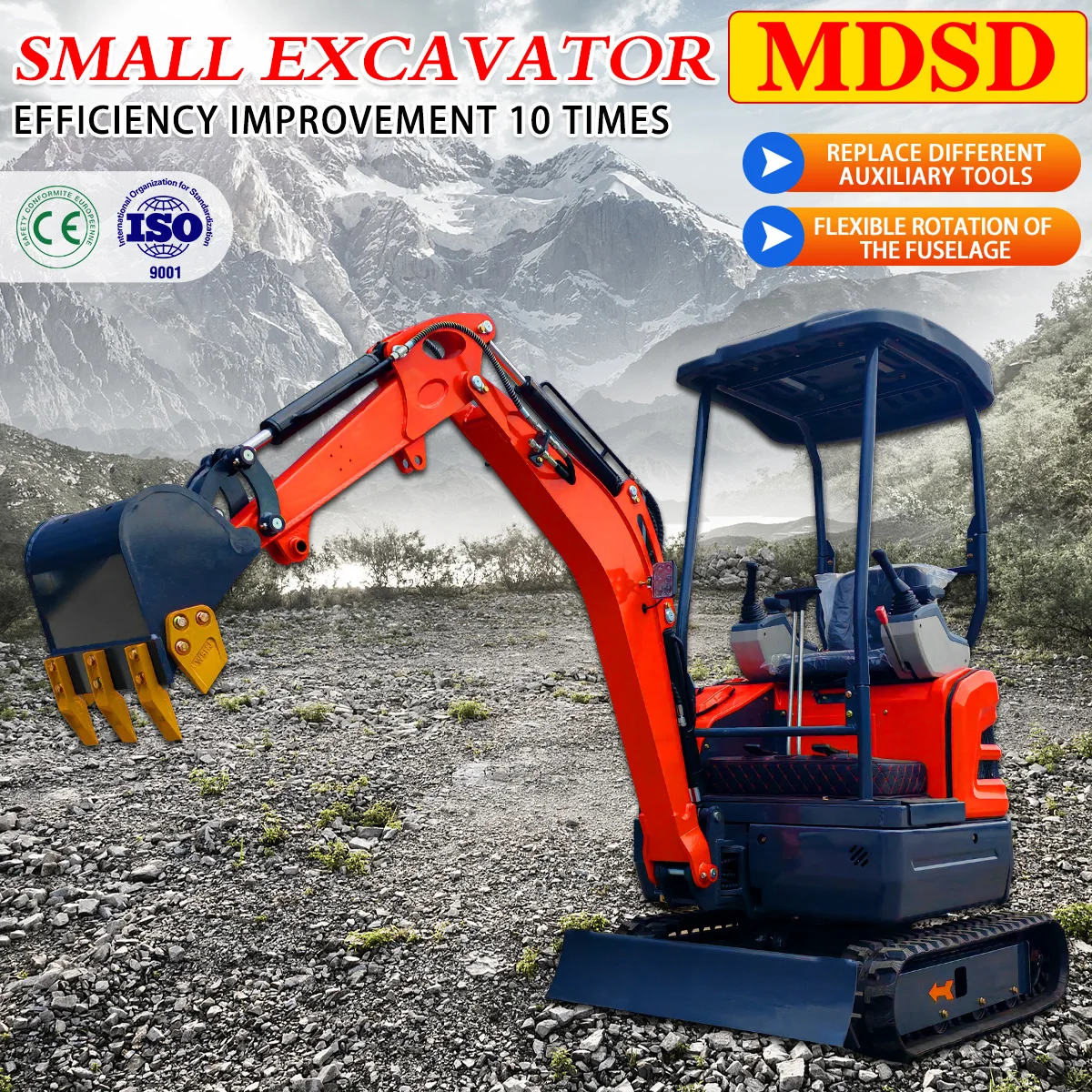 Простой в эксплуатации мини-экскаватор Сельскохозяйственный экскаватор Houdiesel Простое управление EPA Двигатель EURO 5, многоцелевой небольшой экскаватор