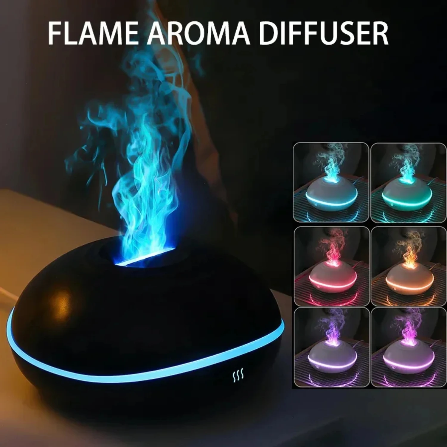 Essential Oil Flame Lamp Essential Oil Scent Diffuser Mini Air 7 Color LED Humidifier Ultrasonic Mist Generator  Diffusers