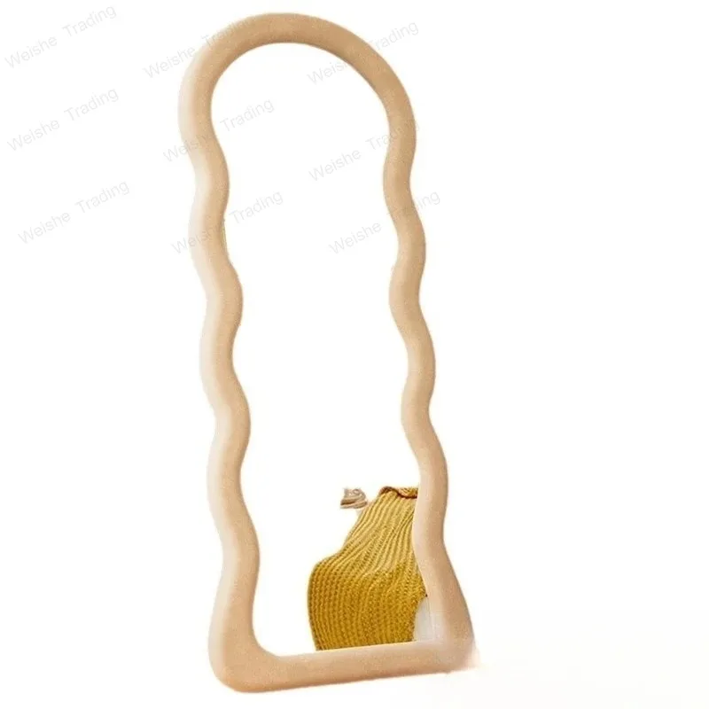 Double-layer wavy flannel full-body full-length mirror, single large floor-to-ceiling mirror mirror