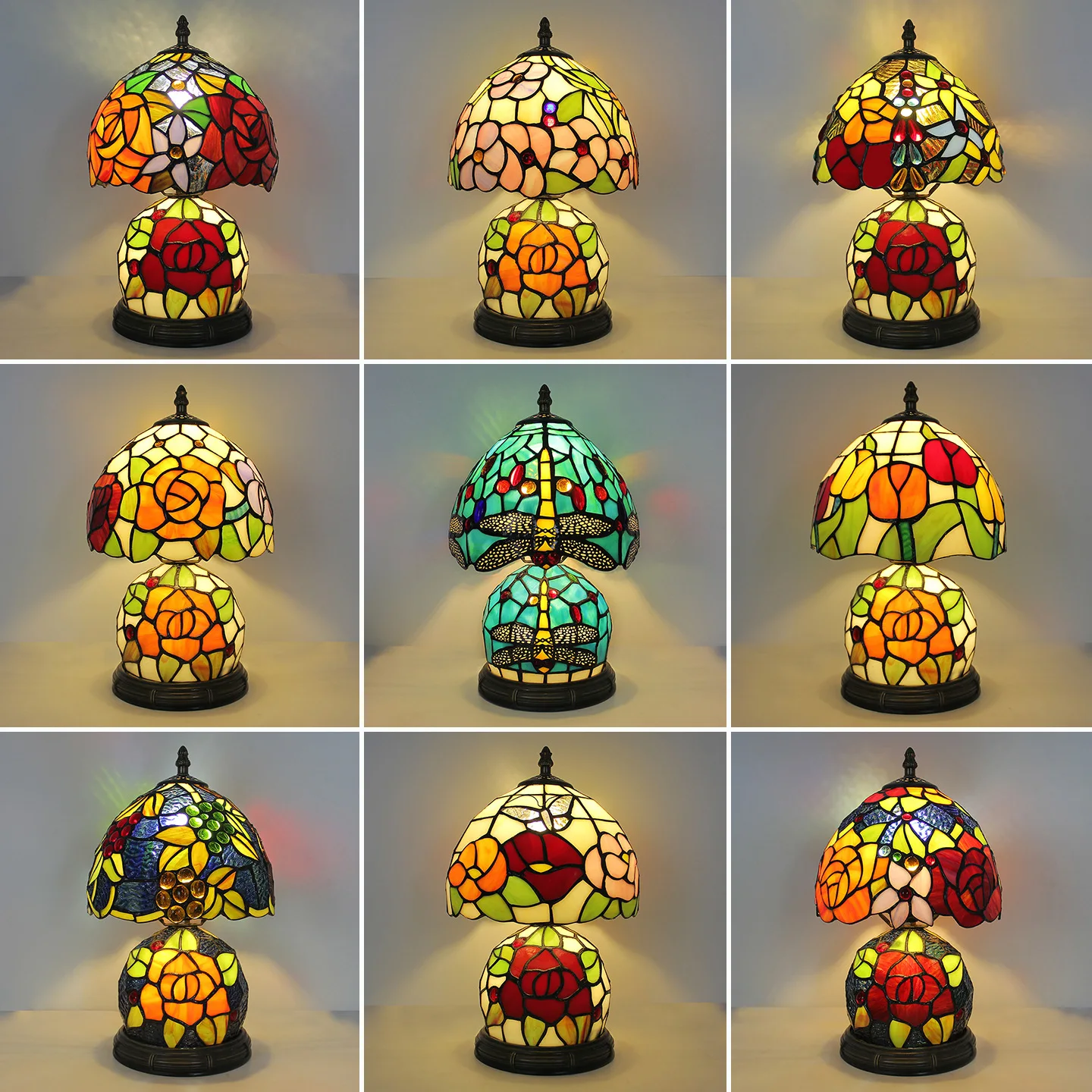 

American Retro Tiffany Desk Lamp Study Bedroom Bedside Lamp Living Room Dining Room Bar Cafe Decoration Ambient Light