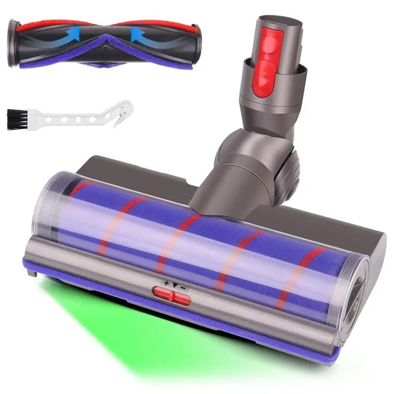 Brush Head Replacement For Dyson V7 V8 V10 V11 V15 SV12 Vacuum Featuring Replaceable Roller Brush Bar And LED Headlights