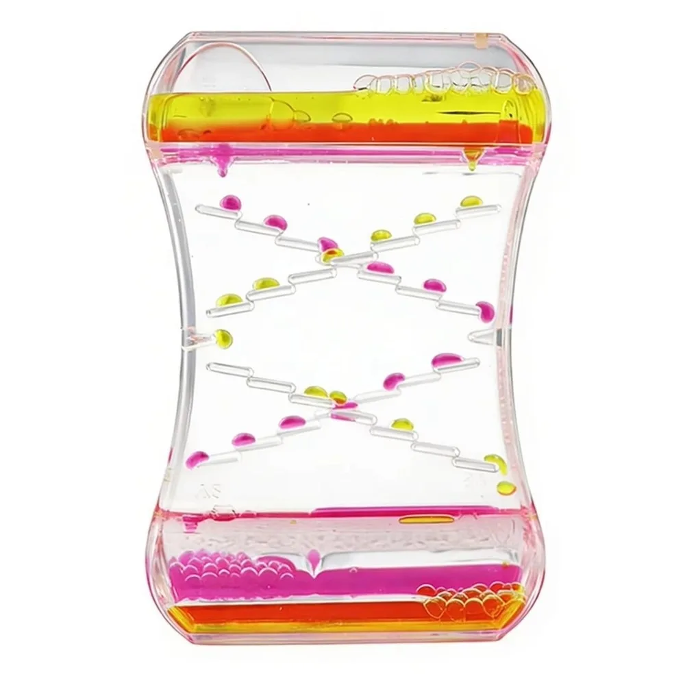 Mixed Color Liquid Motion Bubbler Leakproof Construction Oil Drop Design Sensory Fidget Toy Spiral Timer Movement