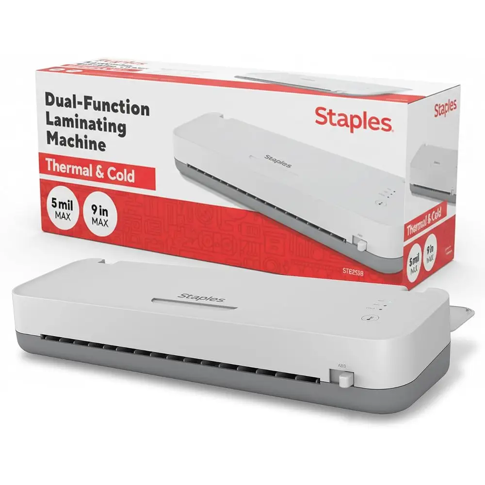 

12.9-Inch Auto-Warm Laminating Machine with Jam-Free Tech, Wide Capacity, White/Gray