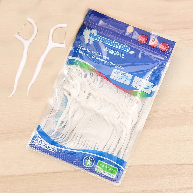 50Pcs/Bag Dental Flosser Oral Hygiene Dental Sticks Dental Water Floss Oral Teeth Pick Tooth Picks ABS Floss with Portable Case