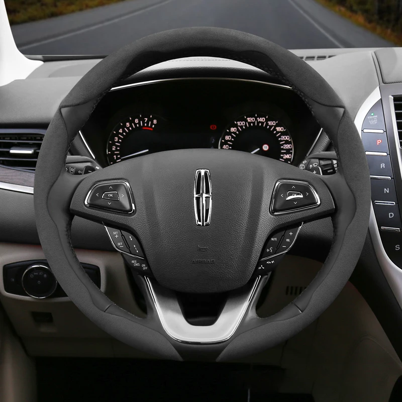 Adequado para lincoln fivela antiderrapante capa de volante de camurça segmentada adequada para mkc mkz mkx continental navegador mkt