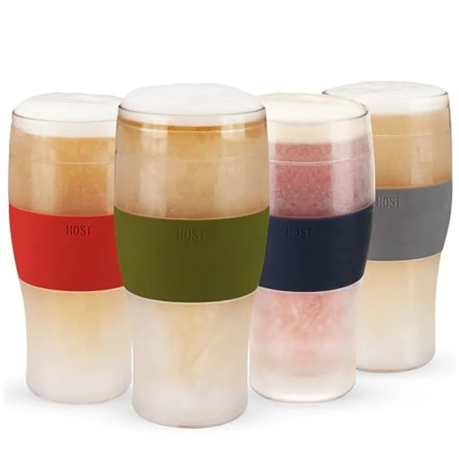Vasos de Cerveza FREEZE, Vasos para Beber, Tazas para Congelador con Gel, Vasos Fríos de Doble Pared, Vasos de Plástico Multicolores de 6oz