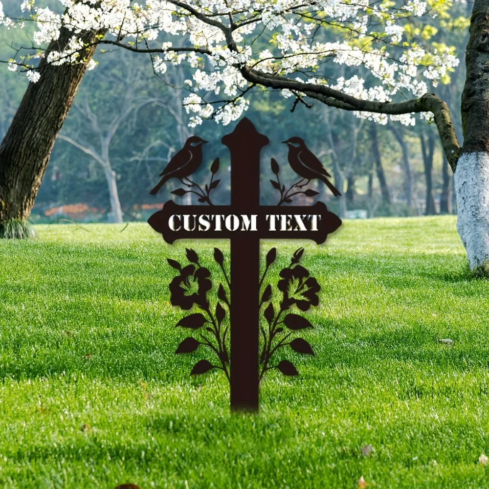

Custom Engraved Memorial Cross - Durable Outdoor Metal Marker, Heartfelt Gift for Grieving Families, Easy Wall-Mounted Tribute