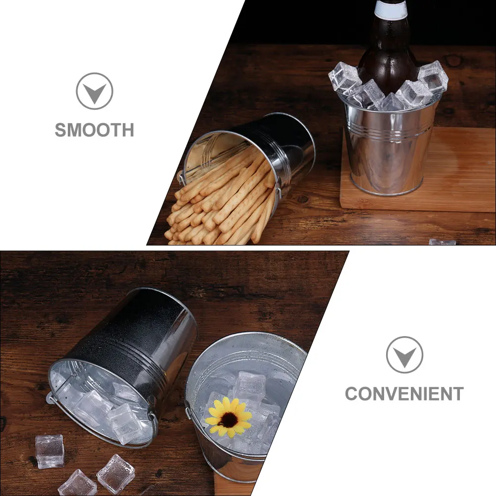 

5 Pcs Small Flower Bucket Ice Buckets Fries Holder for Freezer Mini Container Metal with Handle Cube French