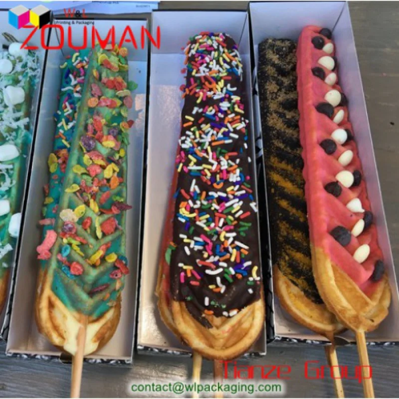 Custom , food grade cheap customize paper waffle stick tray box