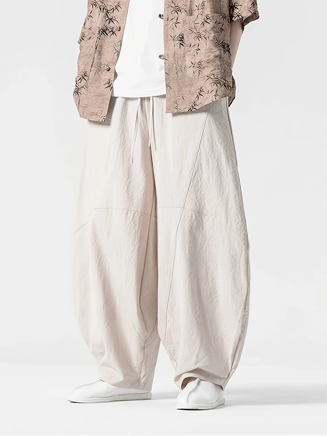 FGKKS Men's Pants Fashion Brand New Chinese Style Cotton Spring Luxury Casual Loose Oversize Male Wide Leg Trousers