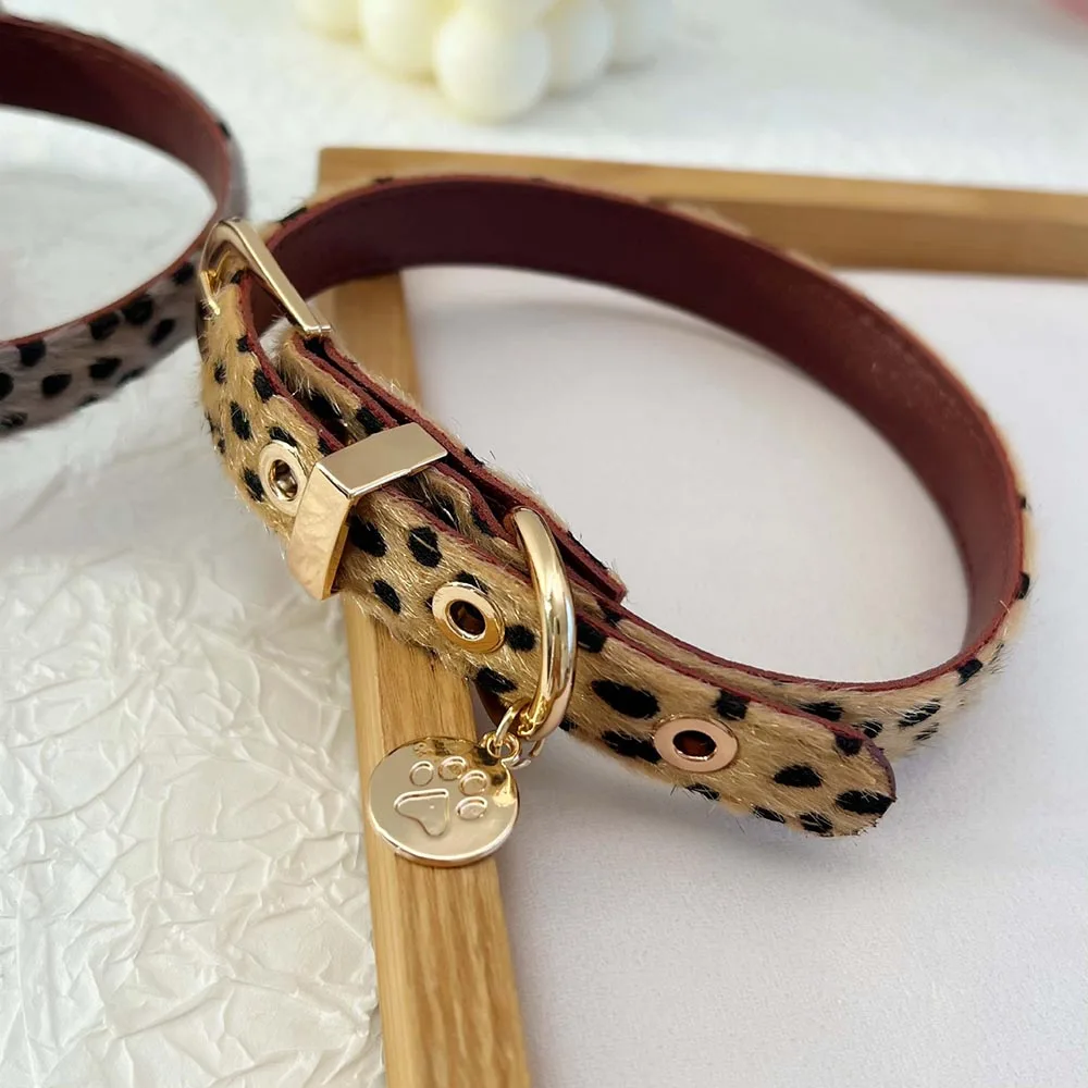 Sexy Girls Y2K Choker Jewelry Leopard Horsehair Women Necklace Punk Adjustable Leather Neck Strap Hiphop Party Collar Decoration