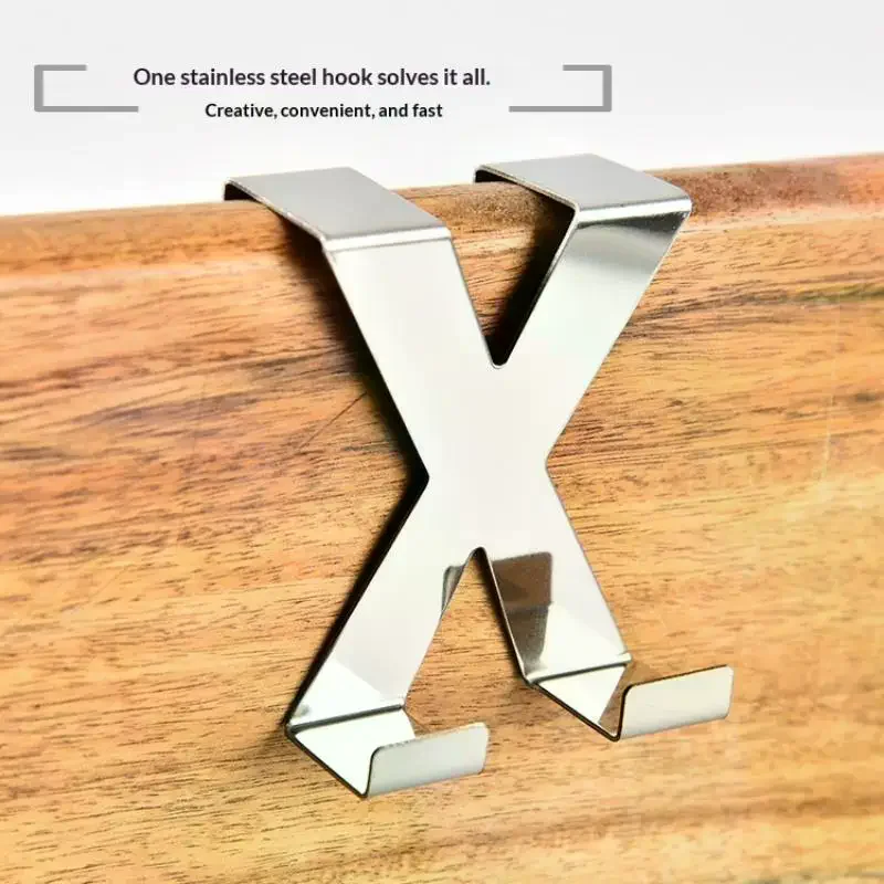 X Shaped Stainless Steel Wall Mount Hooks, Multi-Purpose Rear Hook Coat Hanger Rack, Heavy Duty Storage Organizer For Bathroom C