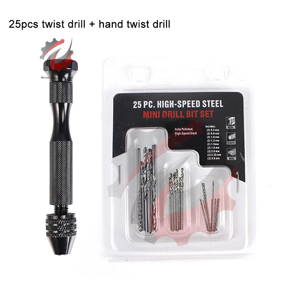 25 قطعة 0.3-3.4 مللي متر مجموعة حفر اليد الصغيرة الألومنيوم اليد مثقاب الخشب مجوهرات الحرفية دليل الحفر أدوات النجارة مثقاب الخشب البلاستيك #1