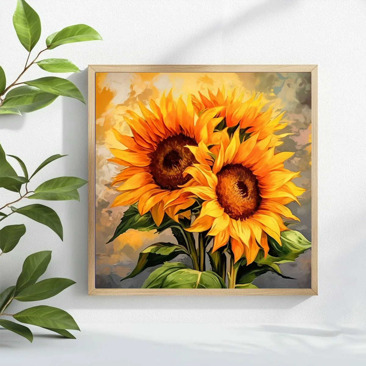 11CT DIY Kreuzstich-Set, 40 x 40 cm, 15,7 x 15,7 Zoll, Sonnenblumenmuster, Kreuzstich-Material, Bündel für Heimdekoration