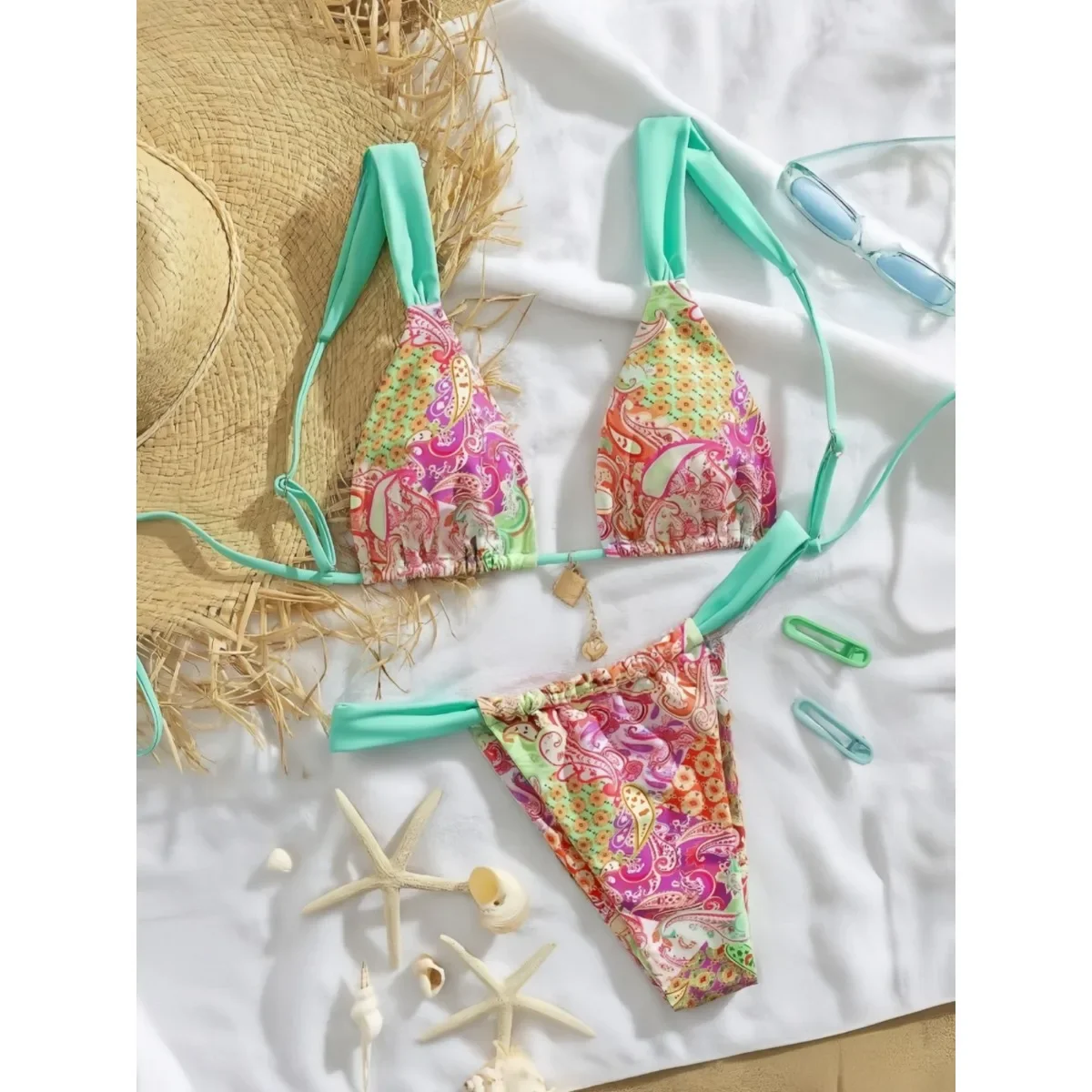 مطبوعة بيكيني سبليت مثير النساء ملابس السباحة بيكيني عطلة الشاطئ #4