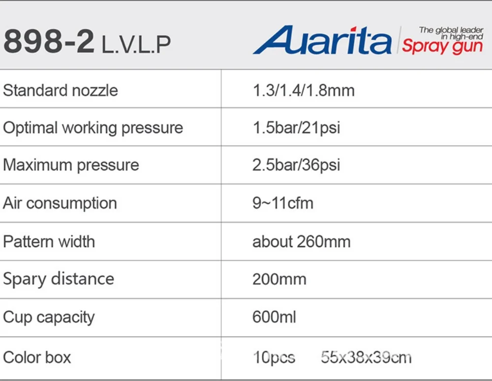 New Auarita LVLP 898-2 Spray Gun 1.3MM Stainless Steel Nozzle Paint Spray Guns Water-Based Paint Gun  Air Spray Gun