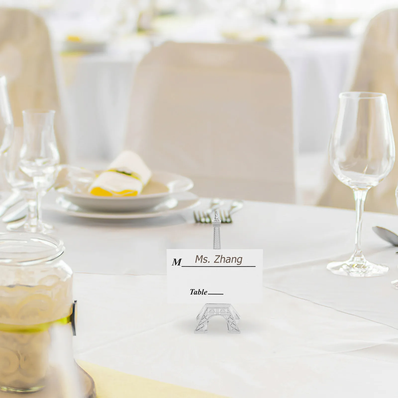 1Set Lightweight Aluminium Table Sign Holder Eiffel Tower Photo Display Clip for Place Cards Menu Cards Memo Notes Desk