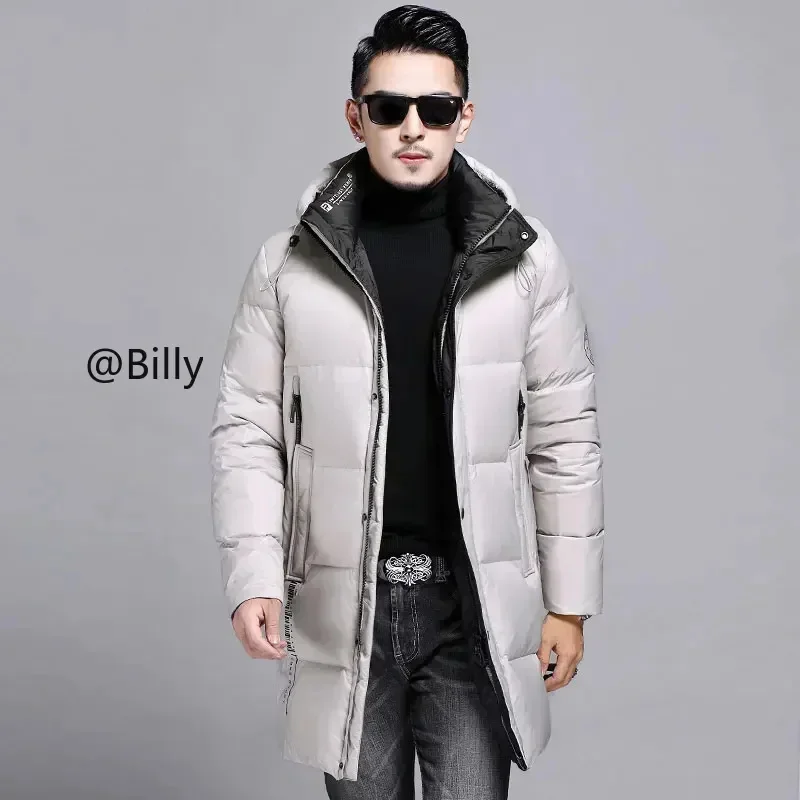 Giacche con cappuccio di lusso piumino lungo uomo abiti firmati uomo imbottitura d\'oca imbottito caldo cappotto invernale sacco Casual