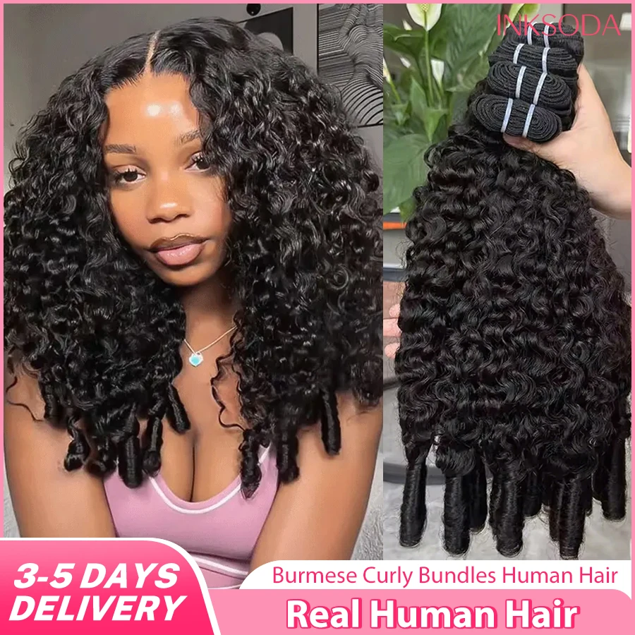 

Burmese Curly Hair Bundles Human Hair Real Bundles Virgin Weave 15A Raw Human Hair Extensions 3C4A Spiral Curly Ends