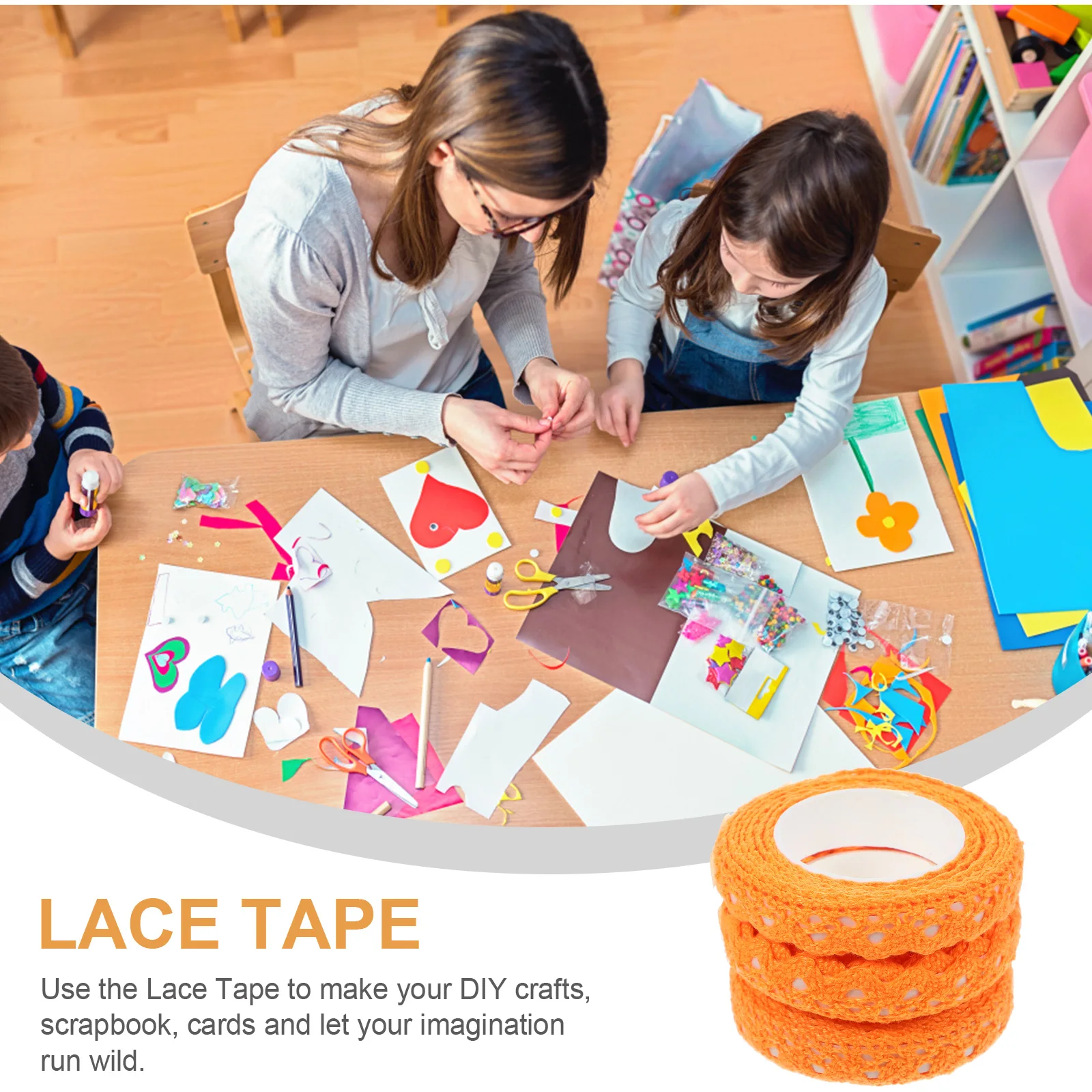 

3pcs 3 Rolls Crafting Cotton Tape Scrapbooking Lace Tape Adhesive Lace Tapes for DIY Crafts Photo Albums Decorative Trim Self