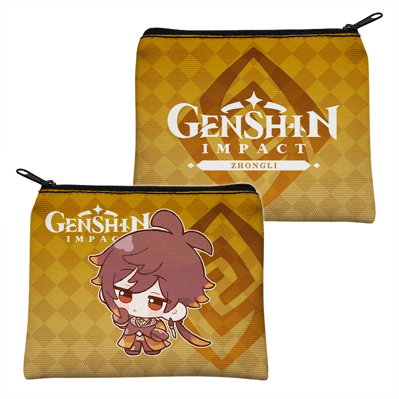 Genshin Impact Game Zhongli Wanderer Nahida Hutao Xiao Furina Kazuha Alhaithem Yoyimiya Canvas Coin Purse Wallet Portable