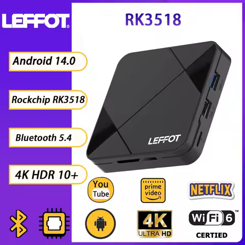 LEFFOT RK3518 TV BOX Wifi6&amp;BT5.4 4K@60fps HD 100M Ethernet Google Voice Assistant Media Player Android14.0 Smart Set Top Box