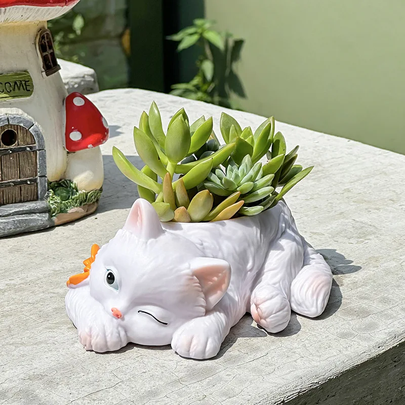 Cute Cat Succulent Flowerpot Balcony Green Plants Living Room Home Office Desktop Potted Plant Home