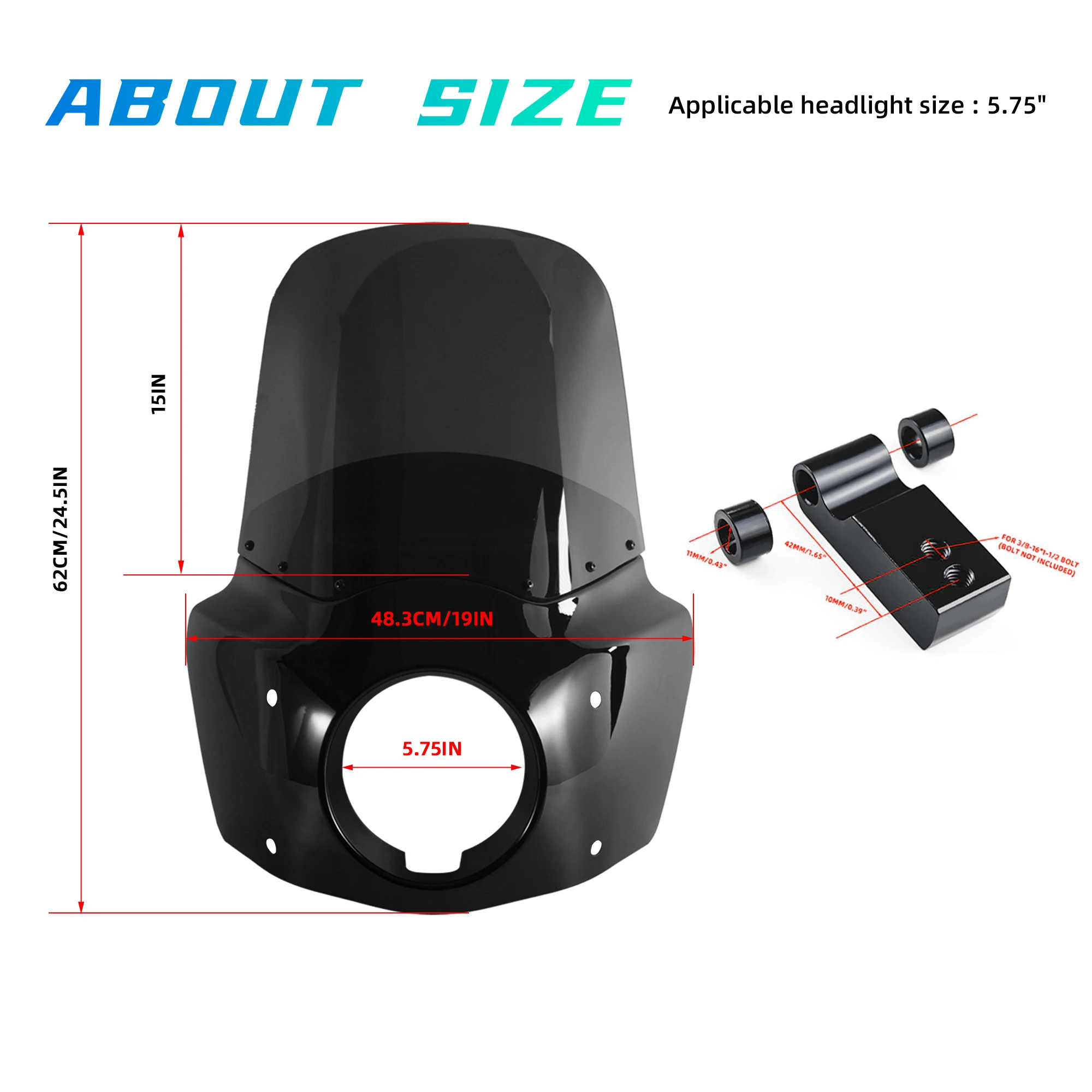 هدية Road Warrior مقاس 15 بوصة هدية أمامية للزجاج الأمامي لدراجة Harley Softail Street Bob FXBB 2018-2024 Standard Softail FXST 2018-2021