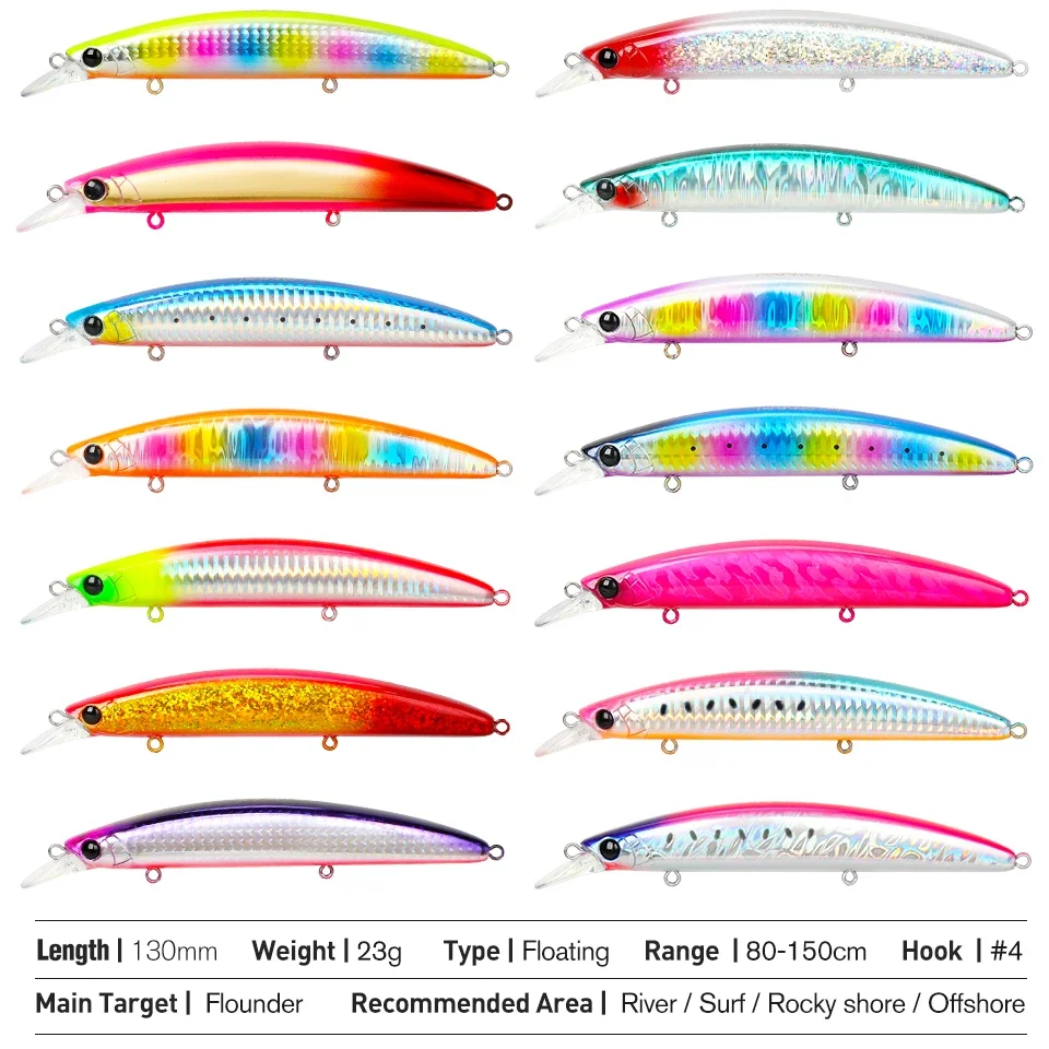 TSURINOYA 130mm 23g Fishing Lures Minnow TWINKLE 130F Professional Crankbait Kit 5pcs Fishing Bait Novices Suitable Add Lure Box