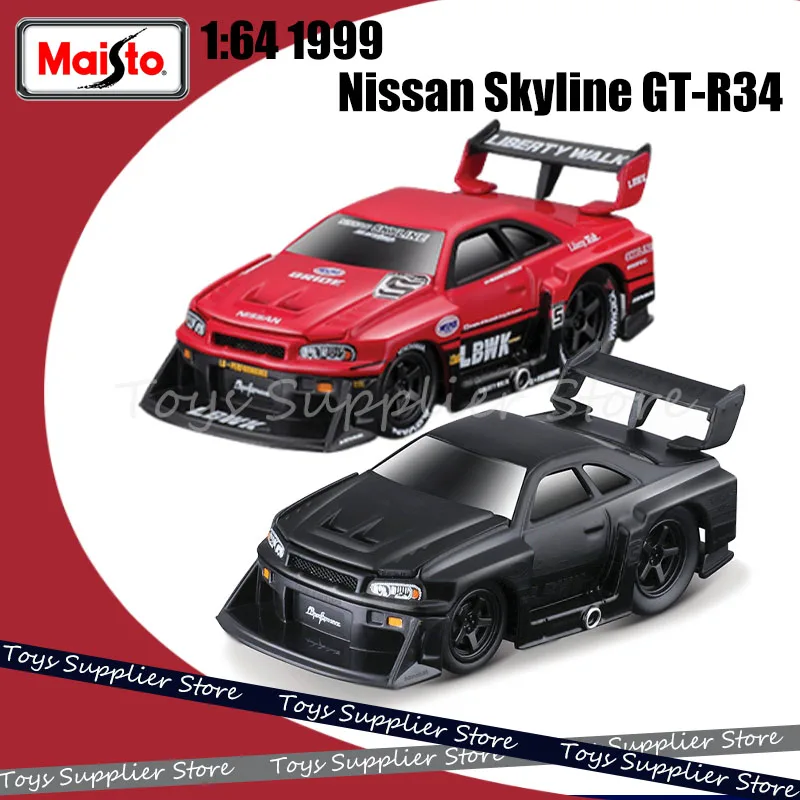 

Гоночный спортивный автомобиль Maisto 1:64 1999 Nissan Skyline Gt-R R34 модель под давлением из сплава Роскошная Коллекционная модель автомобиля игрушечные подарки